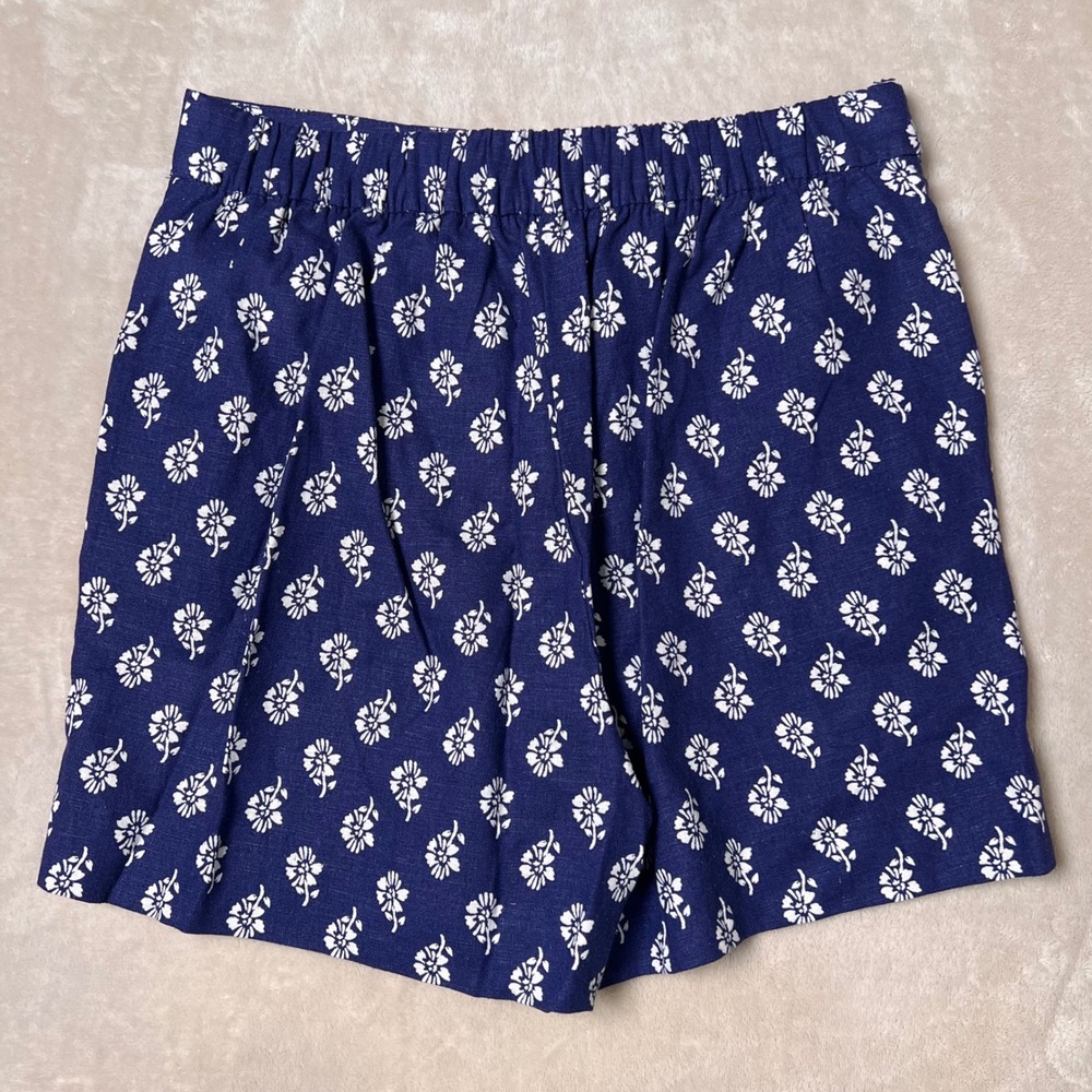 J.Crew Floral Linen Blend Shorts Womens 0 Navy Blue Resort Coastal EUC - Picture 7 of 7